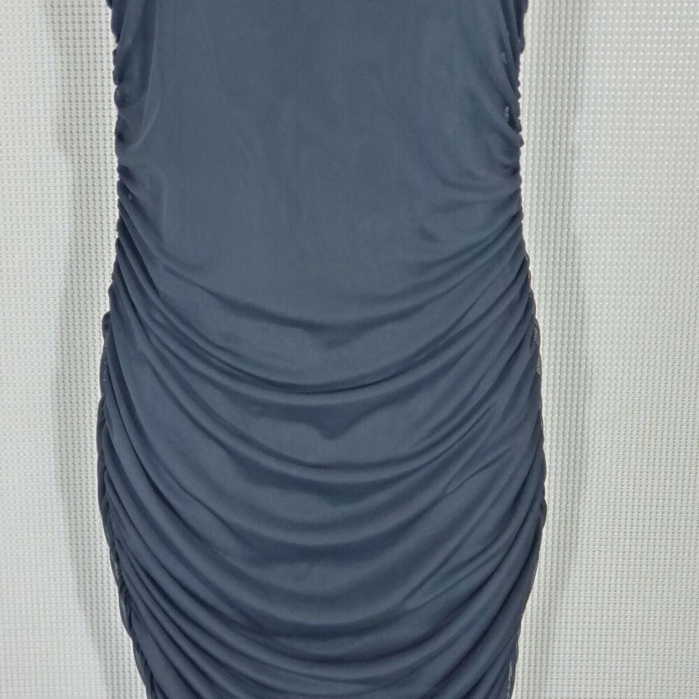 Nasty Gal Dress Womens 6 Black Ruched Sides Mesh Mini Wiggle Bodycon - Picture 3 of 13